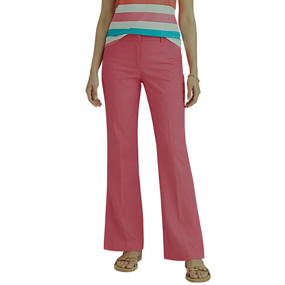 NEW Express Editor Low Rise Flare Pant Womens 10 x 32L Salmon-Pink Cotton Chino